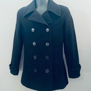 GAP Classic Black Wool Pea Coat - Size: S